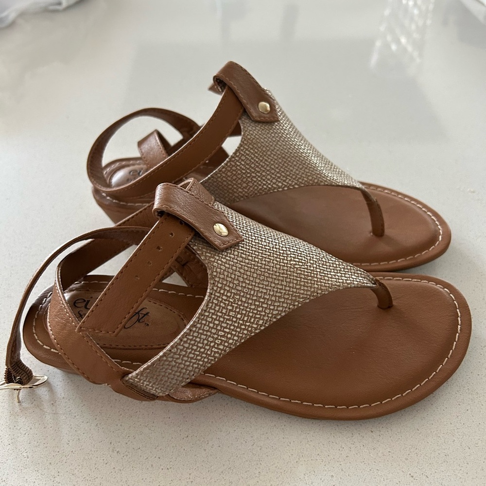 Euro Soft Brown Strappy Sandals - Picture 2 of 4
